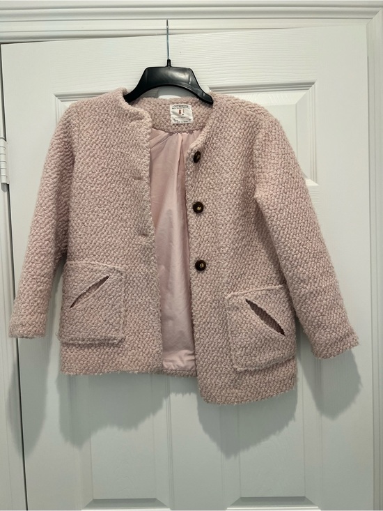 Zara Other - Zara Kids Bouclé Pea Coat in Pale Pink
